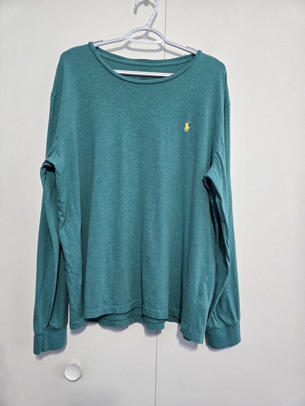 Polo Ralph Lauren Long Sleeve Tee XL/TG Green Crewneck Shirt Classic Logo Cotton